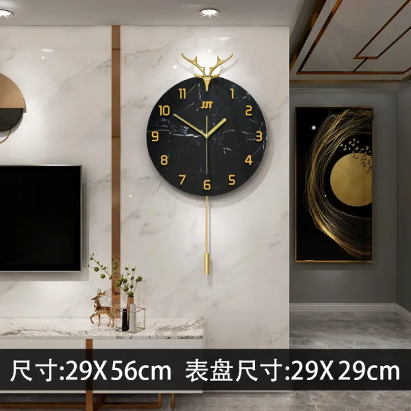 아크릴벽시계 사치스럽고 순수하다 구리 사슴 대가리 벽걸이시계 응접실이 있다 가정용 스타일리쉬 고급 통큰 4709904217, 20 인치 이상 C타입 풀 :29X56CM
