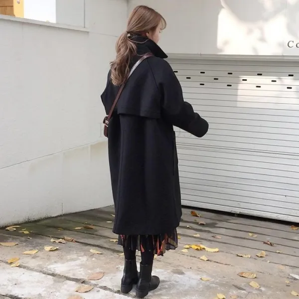 Kirahosi 롱코트 가을 겨울 여성 모직 캐시미어 롱코트 자켓 아우터 슬림핏 코트 110 315 Bibfoyte