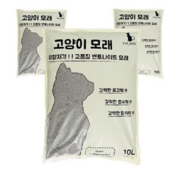 캣필드 벤토나이트 고양이모래 베이비파우더향, 10L, 3개