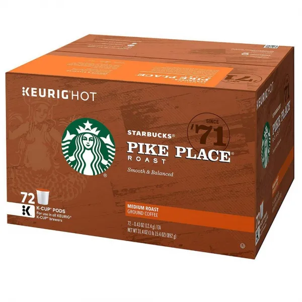Starbucks 파이크 플레이스 K컵 생성물 (72 CT) 대량 저장, 선택, 상세설명참조
