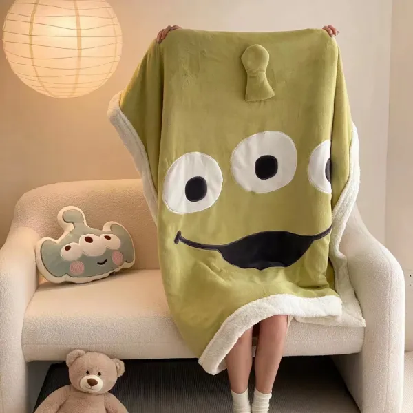 캐릭터 양모 대형 미니 캠핑 담요 차박 이불 쿠션세트 겨울 소파 블랭킷, 몬스터_쿠션세트 중