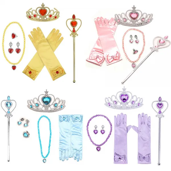 리틀오즈 공주 역할 놀이 6종세트 (장갑,목걸이,반지,귀고리,왕관,봉), 핑크