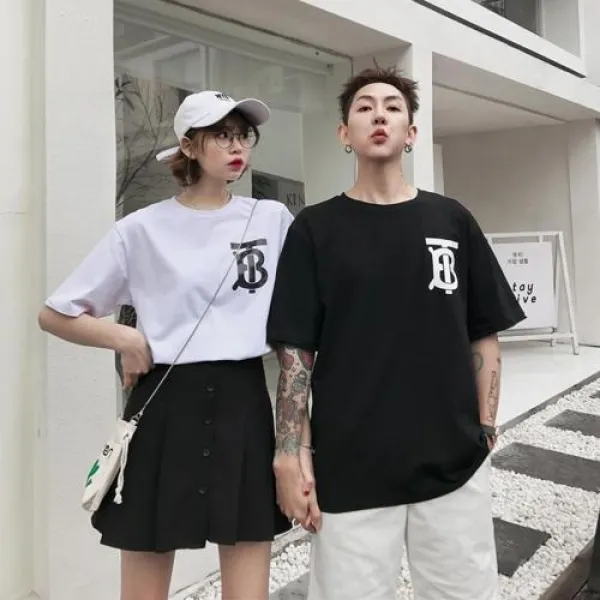 데일리 커플룩 실제 조류 2019 스타 조수 브랜드 결핵 문자 반팔 티셔츠 남성과 여성 느슨한 면화 반소매 애호가