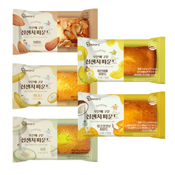 델포유 오븐에 구운 십센치 파운드 케이크 25개입 (5개맛선택), 십센치-맛별세트(25개-아메파망바)