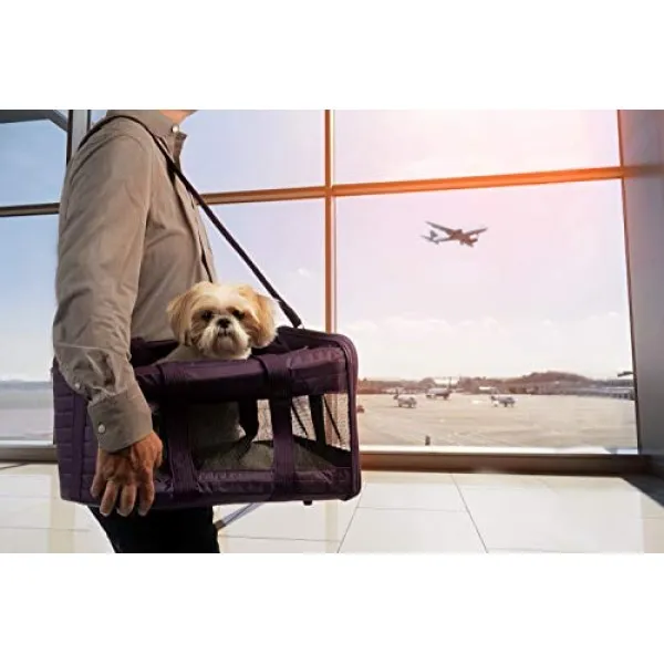 Sherpa Travel Original Deluxe Airline 승인 애완 동물 운반 대 자두 대형 (좌절감없는 포장)