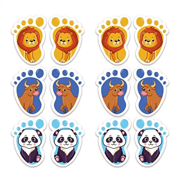 30 대 바닥 스티커 자체 접착의 사회적 거리 발자국 스티커 어린이 동물 바닥 바닥 바닥 바닥 데칼 유치원 교실 당 보육 계단의 계단 사자 Lionhorsepanda Lion+horse+panda Lion+horse+panda