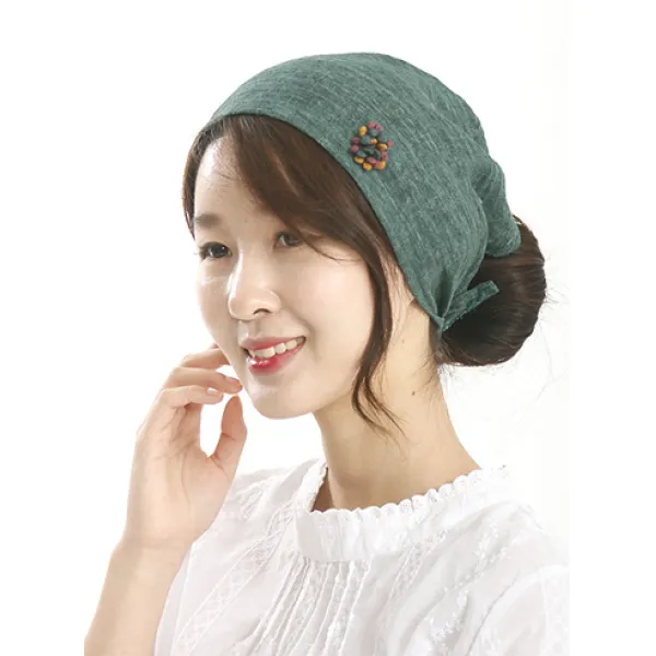색동호박 H006 꽃술 삼각두건 비니 헤어두건