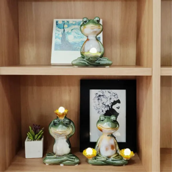 요가하는개구리 LED 조명장식품 3P 가성비좋은 카페소품 엔틱풍 조각품