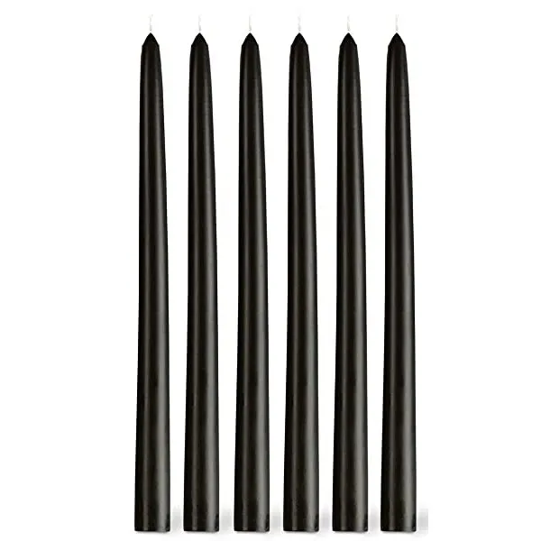 Bougies la Francaise-French 디너 테이퍼 캔들 12개 세트, 11.4인치/22mm (액수/블랙 세트)