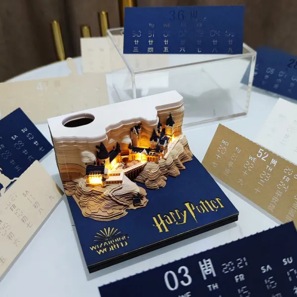 해리포터 편의점 호그와츠 성 청수사 망홍창의 3D입체 종이편지Z, 해 리포터 달력 에 랜 턴 이 달 려 있 습 니 다.