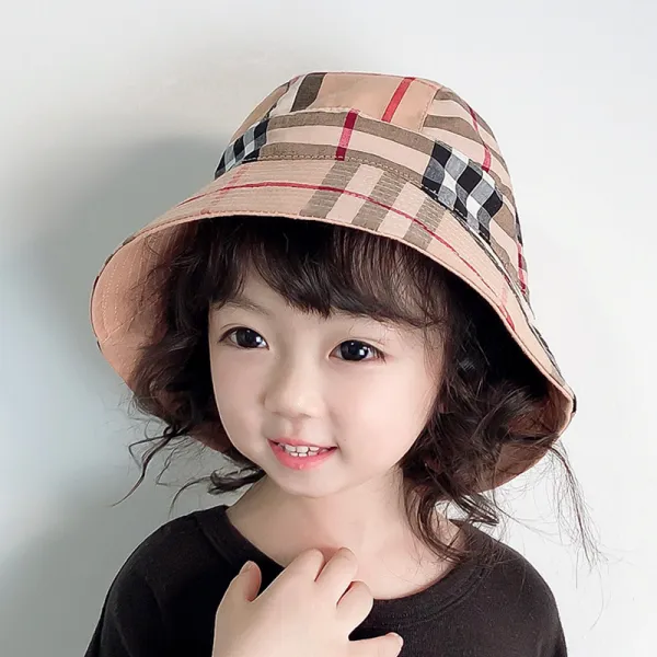 어린이 모자 봄과 여름 얇은 섹션 선 스크린 소년과 소녀 양면 영국 격자 아기 태양 모자 아이 태양 모자