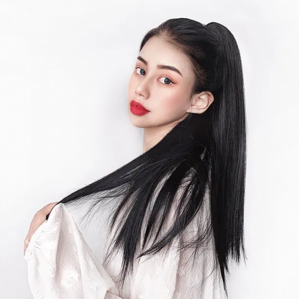 벨르비쥬 이레인 생머리 말꼬리 장발가발, 개, 블랙