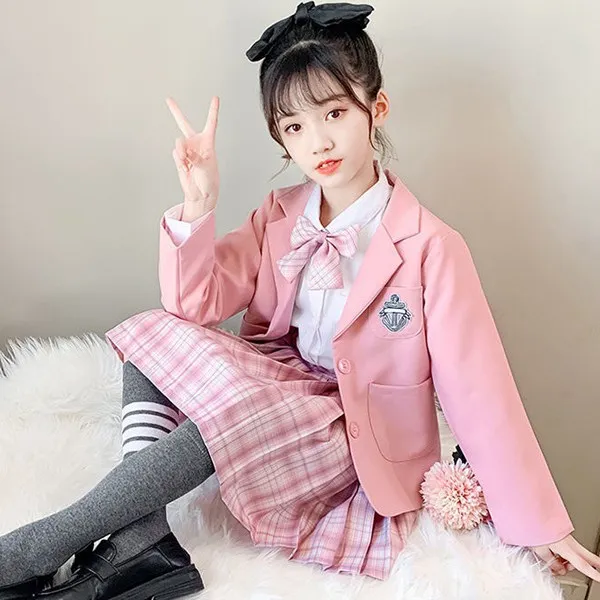 유블리 아동 트렌드 러블리 귀여운 데일리 스쿨룩 교복 체크무늬 치마 정장 세트 Uvc446kj 카드캡쳐