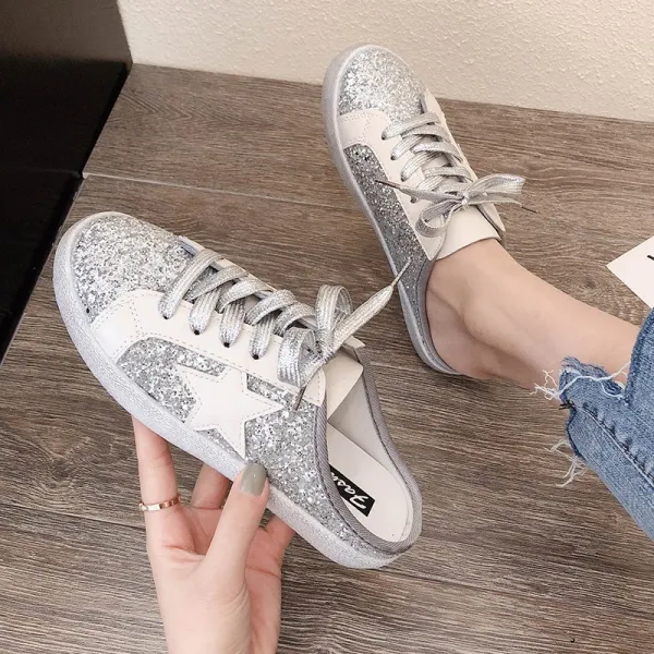 씨엔에이치 여자 여성 스팽글 스타 블로퍼 뮬 스니커즈 운동화