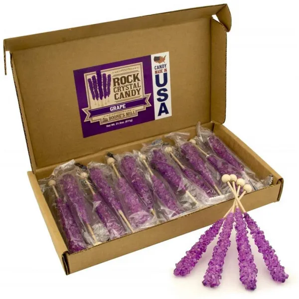 Boone's Mill 분 밀크락 크리스털 캔디 스틱스 포도 12 카운트 Rock Crystal Candy Sticks Grape Count, 단일상품