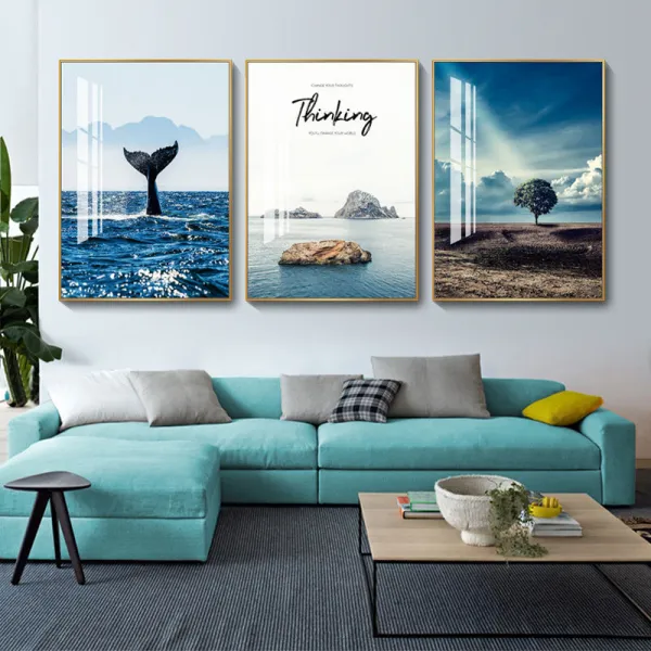 현대 심플 도자기 정 뮤럴 소파 기함 그림을 걸다 요리당 벽 노르딕 삼련 묵인 외관 타입 끝없이 넓다 묵인 콤비네이션 타입