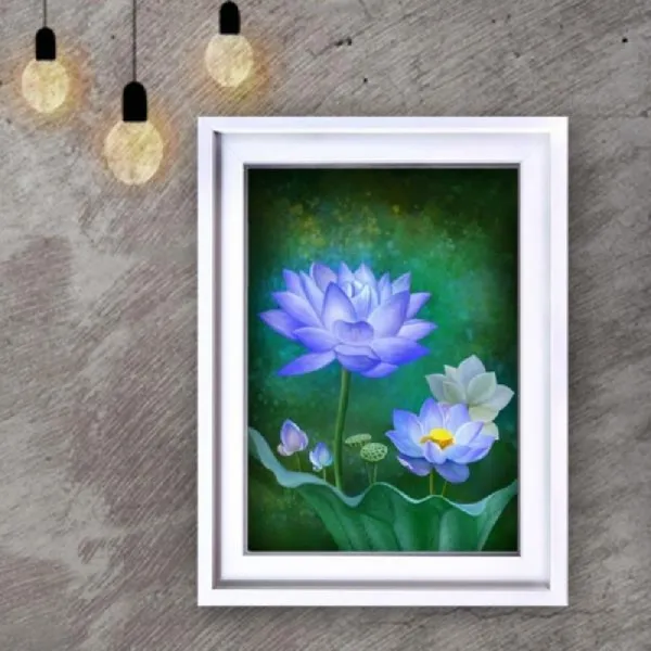 일음샵주_연꽃그림액자 풍수그림 돈들어오는 꽃그림 1217whit10 벽걸이액자 연꽃액자인테리어 인테리어연꽃액자 연꽃그림액자소품 벽걸이연꽃그림액자**em피, 령~*