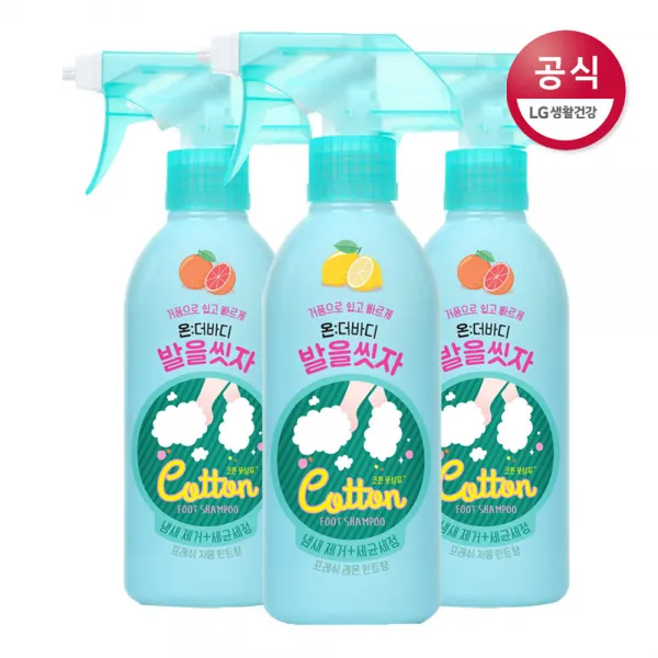 [신세계TV쇼핑]온더바디 코튼 풋샴푸 프레쉬 레몬민트 385ml x3개 외1종, 자몽민트