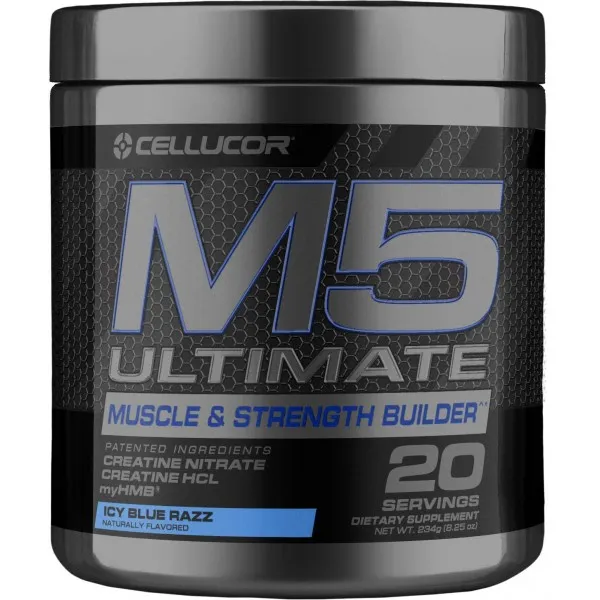 Cellucor M5 궁극적 인 포스트 운동 파우더 ICY 블루 래즈 | 근육 및 강도 건물 보충 | 크레아틴 모노 + 크레아틴 질산염 + 크레
