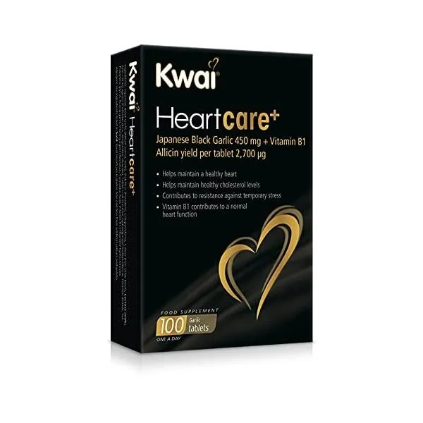 Kwai Heart케어+ 일본식 흑마늘 비타민 B1 심장 기능에 기여 건강한 콜레스테롤 도움 450mg 100정, 단일상품