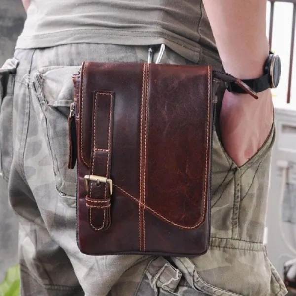 [해외]남성가방 진짜 가죽 남자 캐주얼 디자인 다기능 작은 메신저 crossbody 가방 하나의 어깨 가방 패션 허리 벨트 팩 가방 611-1