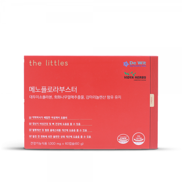 더리틀스 메노플로라부스터 대두이소플라본 감마리놀렌산 회화나무열매추출물 여성 갱년기 월경전 변화 불편한 상태 개선 영양제, 60캡슐, 1개