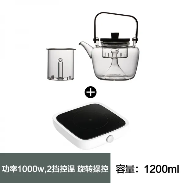 찻주전자 유리 내열 포트 대용량 찌다 흑백 티 자동 물끓이기 도자기 인덕션 2235365097, 목월 유리차주전자 _삼계 간략함 이대