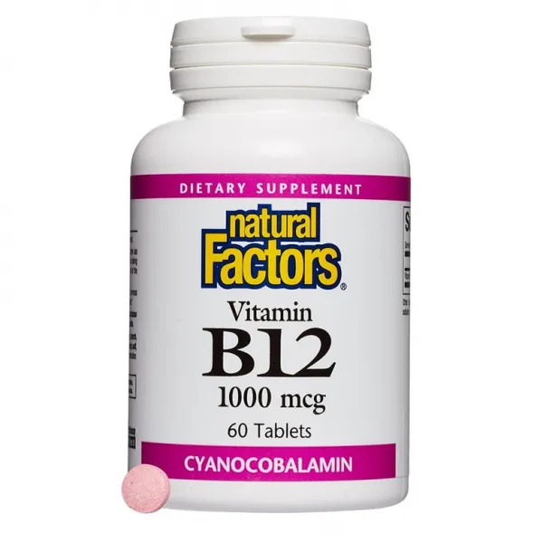Natural Factors 네츄렬팩터스 비타민B12 시아노코발라민 1000mcg 60정 악성빈혈 브레인포그, 1mg, 1개