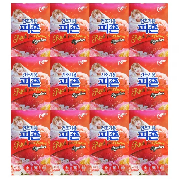 피죤 건조기용 시트 섬유유연제 본품 플라워페스티벌 40p, 12개