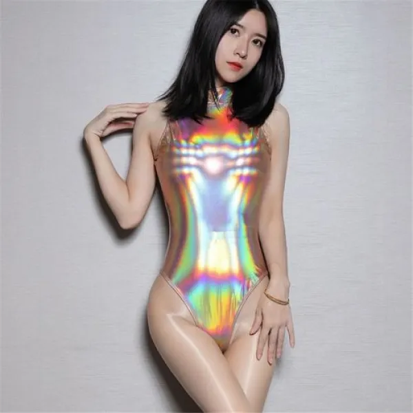  해외 코스프레 여자 여자 스키니 편광 된 가죽 학교 유니폼 포크 섹시한 원피스 비키니 수영복 점프 슈트 상