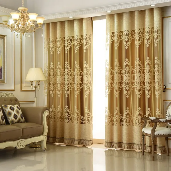 커튼 뉴타입 더블층 고급 호화 기품 침실 암막 북유럽스타일의 거실 통창문 재료 C04 미색 