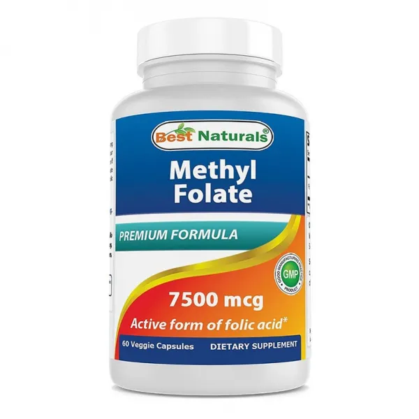 Best Naturals 베스트네츄럴스 3세대 활성형엽산 B9 7.5mg(7500mcg) 임신준비영양제 60캡슐(병당 약2개월), 1mg, 1병