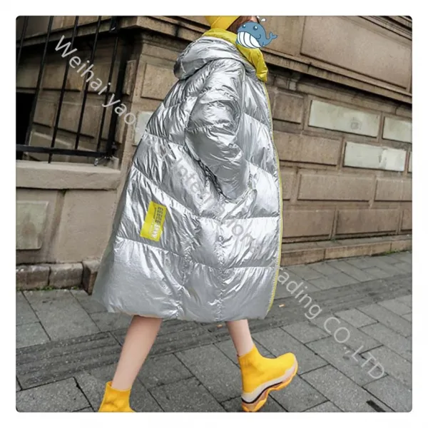 Xn밝은 가죽 긴코트 여성용 그물 레드 다운면 코튼br2655