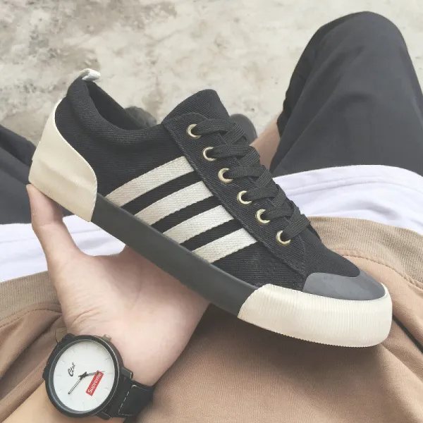 others 여름 남자 들 이 신 는 태 블 릿 남 캔버스 화 2020 낮은 작업 플랫 슈 즈 캐 주 얼 웨 보 노 베 징 헝겊신 통기 성 [709] 블랙 39