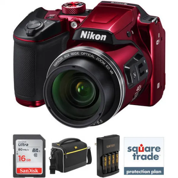 Nikon COOLPIX B500 Digital Camera Deluxe Kit (Red), 상세내용참조