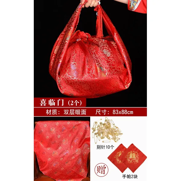혼인을 준비함 레드가방 부담 가죽 사용 여성 측 시집가다 싸매다 천 신부 결혼기념일 갖추다 필히 품격이 높다 퀠트, 비단옷감이 집안에 경사가 겹치다 더블
