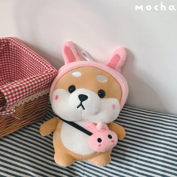INS 인싸템 맹물 시추 플패딩 허그 쿠션 큐트 그레이 디럭스 버전 부드러운 인형 피규어 선물, 중간사이즈 38 센치, 변신 핑크 토끼 시추