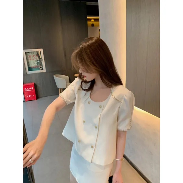 ASM ANNA 예쁜 아가씨 ~ 멋진 정장 스커트 여성 여름 V 넥 조심 기계 드레스는 얇은