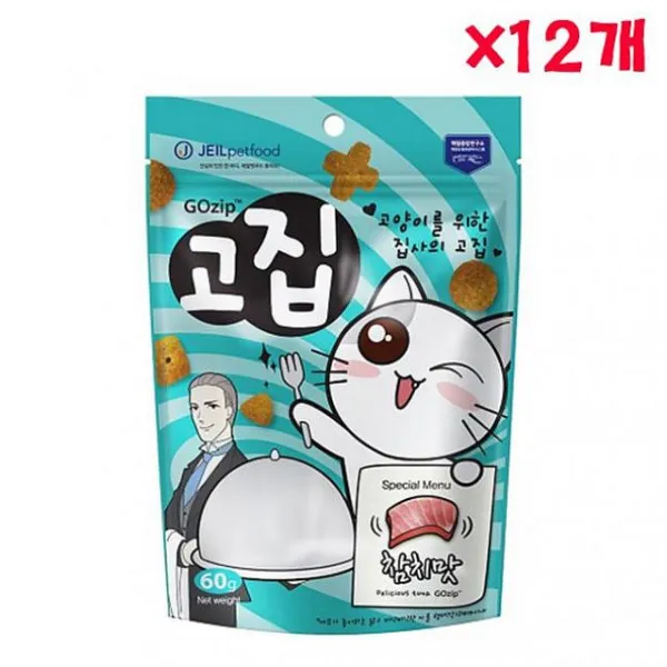 씨앤지타임 고집 참치맛 60g X 12개 고양이스낵 대용량간식 과자 고양이 스낵, 1