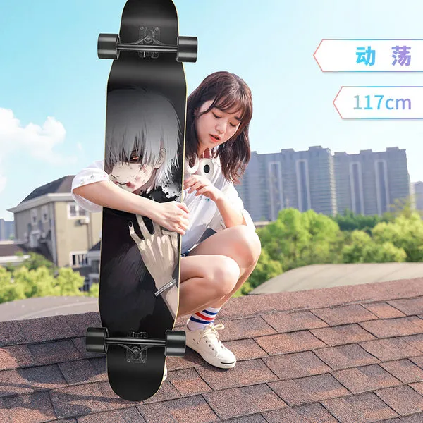 San Carlo Longboard 스케이트 보드 소녀 성인 스쿠터 초급 댄스 보드 남성 성인 청소년 사륜 전문 보드, 22 큰 댄스 보드-난기류 / 보호 선물 팩 보내기