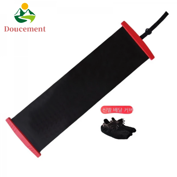 Doucement 소음 걱정없는 코어 허벅지 유산소 운동기구 런닝 슬라이드 보드 포함하다 전용덧신+보관가방, 블랙 180*50*0.4cm
