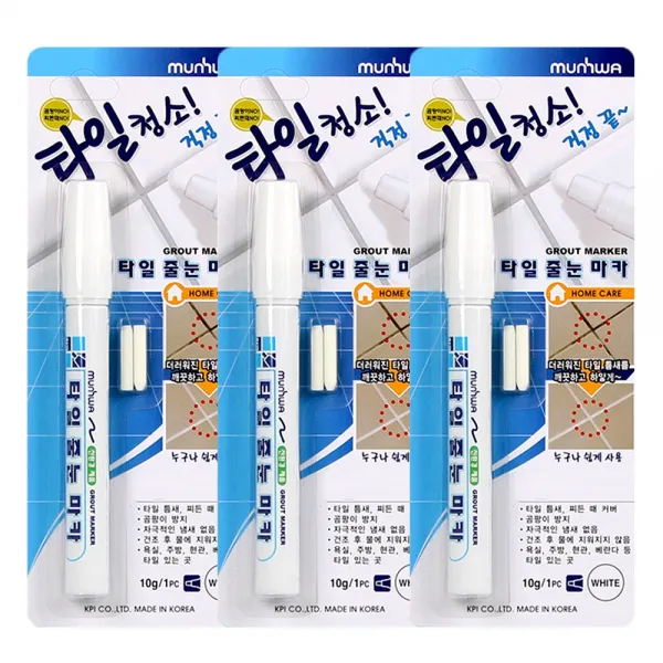 콩꼬물마켓 1+1+1 문화 타일 줄눈 마카 펜, 3개