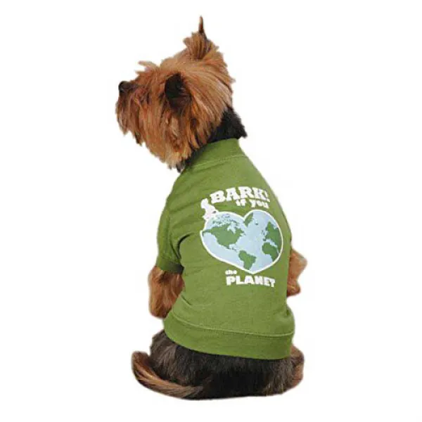 Casual Canine Polyester/Cotton Bark If You Love The Planet Dog Tee XX-Small Green 캐쥬얼 송곳니 폴 리 에스테, 1