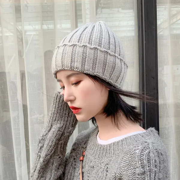 바이오버씨 패션비니 비니모자 니트모자 여성 가을 계절 쿨링 스타일리시 참외 껍질 깡패