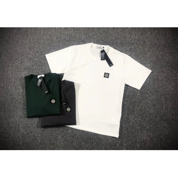 스톤아일랜드 돌섬 2020 클래식 로고 자수 작은 표지팁 TEE 남녀 티셔츠 반팔 C053, grey