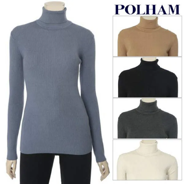  현대백화점 폴햄 Phz4eu2050 여성용 립조직 터틀넥 스웨터 니트