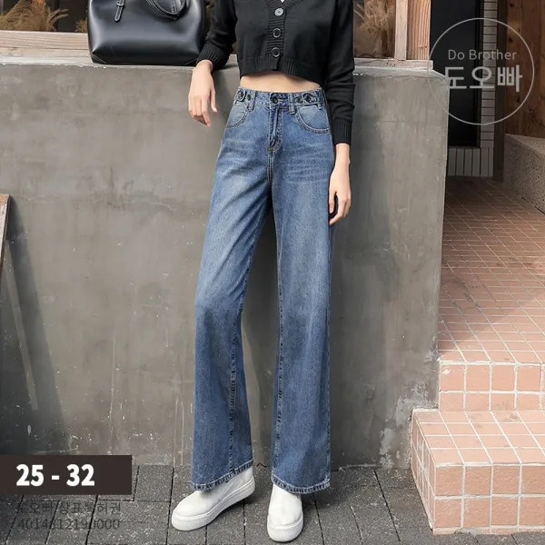 도오빠 여성 청바지 스트레이트 루즈핏 와이드 얇은 데님 팬츠 일자 봄 가을 여름 여자청바지