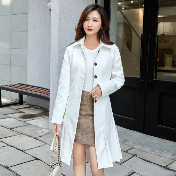 파브코리아 수공 독자적으로 운송하다 슬림 스윗 겨울 가을 계절 플리츠 여성의류 모직코트