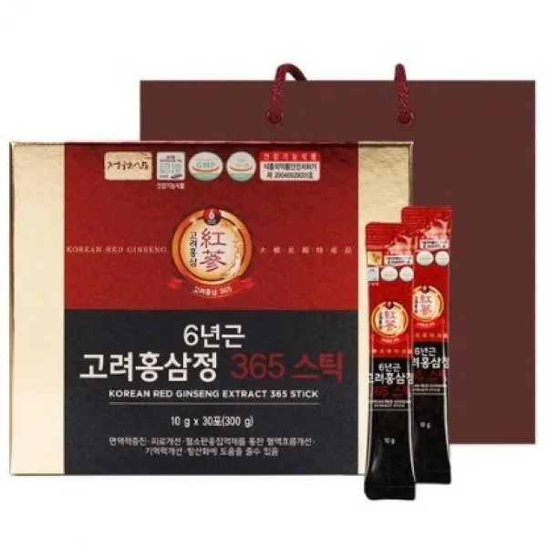 정원삼 6년근 고려홍삼정 365 스틱 30포 + 쇼핑백 300g 20세트