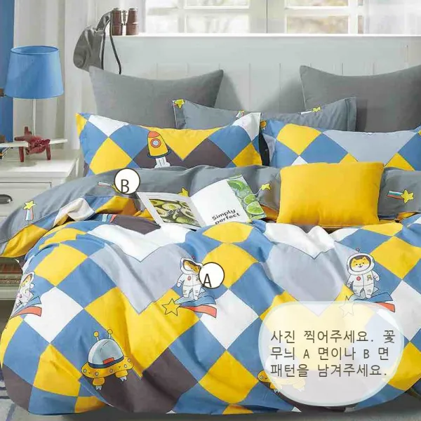 Ganzheng맷돌 침대 시트 싱글 순면 만화 .m 싱글 인용 .m 침대 . 전면 이불 싱글 딸기 치즈 .m 침대: xcm, 우주에서 날아다니다.